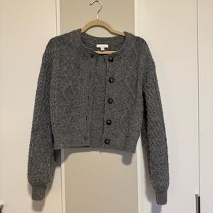 Topshop Gray Cable Knit Cardigan